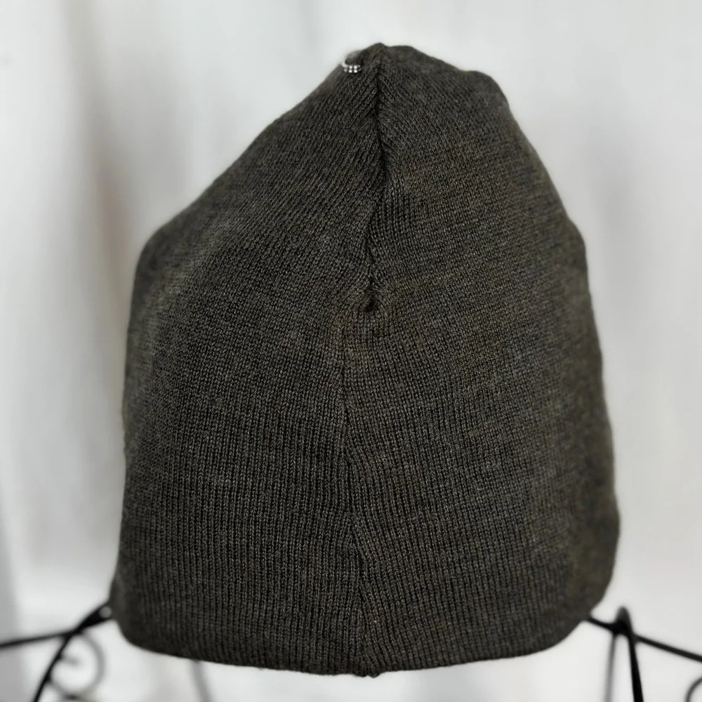 Upcycled Merino Wool Beanie Hats 2 Pack Black & Olive Green Ribbed‎ Knit | Med.
